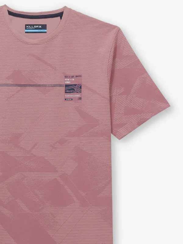 KILLER onion pink printed cotton t-shirt