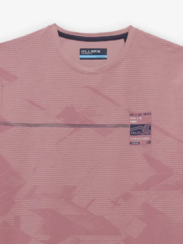 KILLER onion pink printed cotton t-shirt