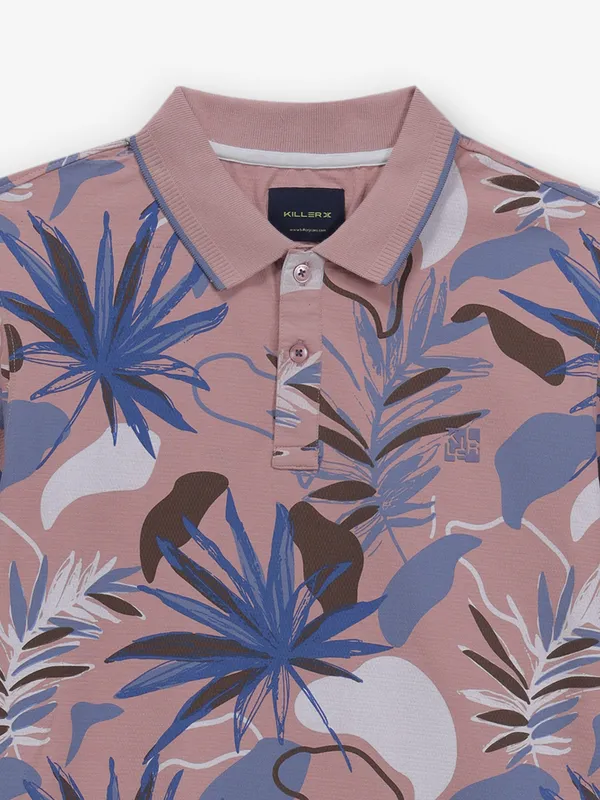 KILLER onion pink printed cotton t-shirt for men