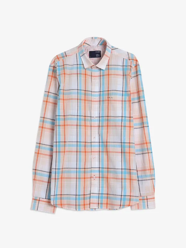 Killer peach cotton checks shirt
