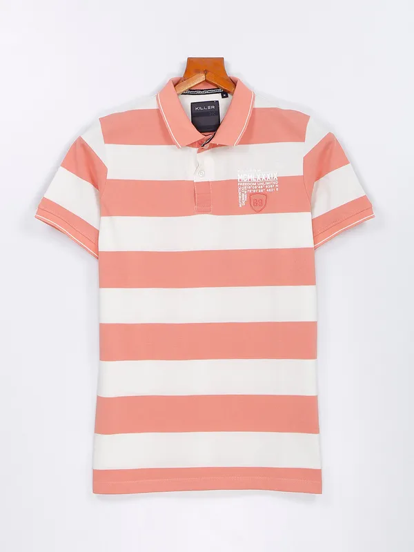 Killer peach cotton stripe t shirt