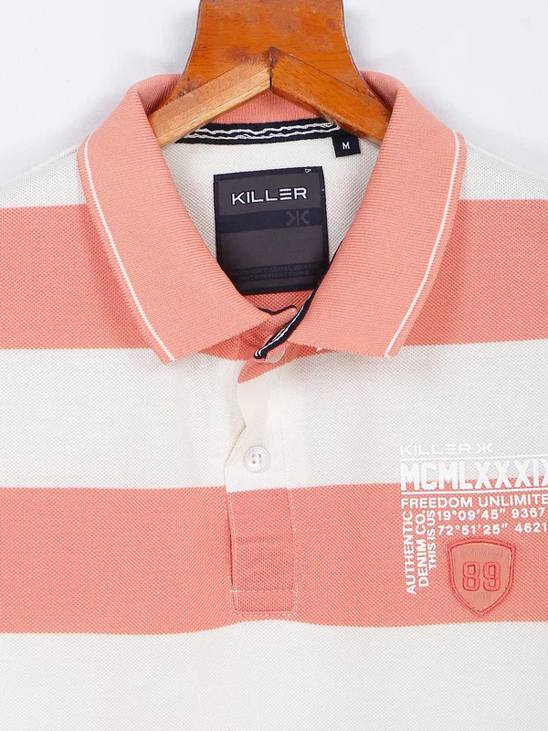 Killer peach cotton stripe t shirt