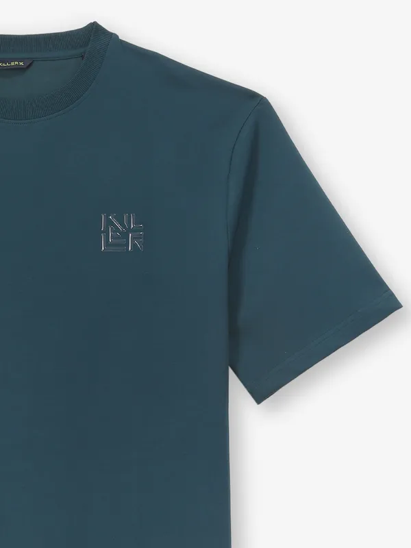KILLER peacock blue plain cotton t-shirt