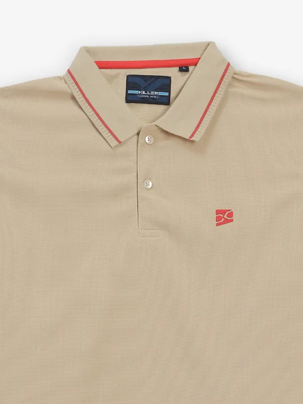 KILLER plain beige cotton t-shirt