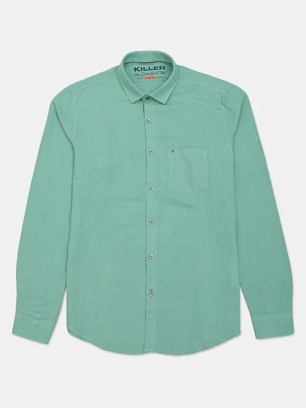 Killer plain cotton shirt in mint green for men