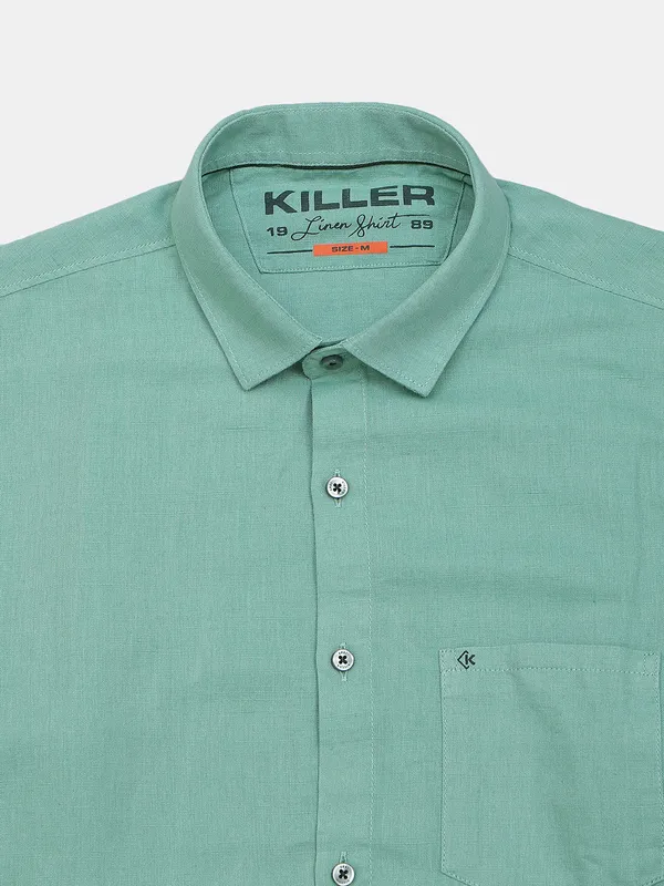 Killer plain cotton shirt in mint green for men