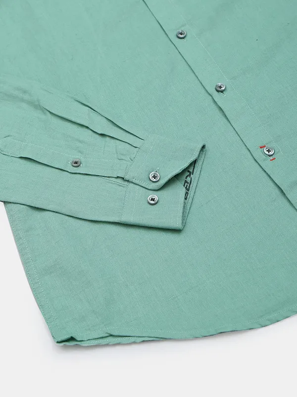 Killer plain cotton shirt in mint green for men