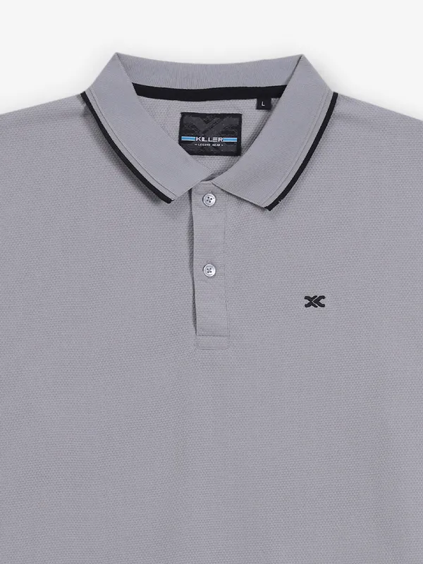 KILLER plain grey cotton polo t-shirt