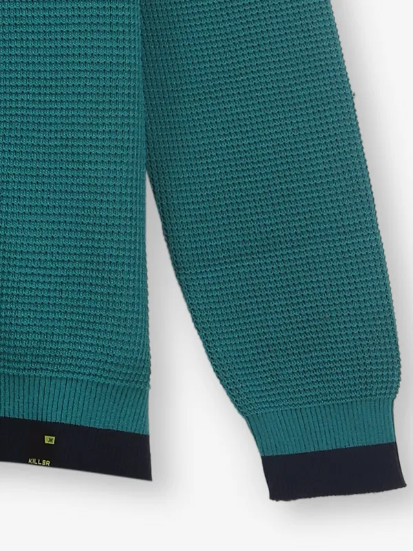 KILLER plain mint blue knitted t-shirt