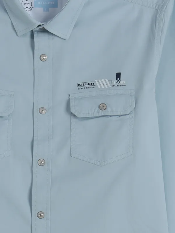 KILLER plain sky blue cotton shirt for men