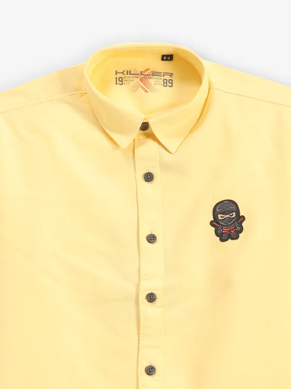 KILLER plain yellow cotton shirt