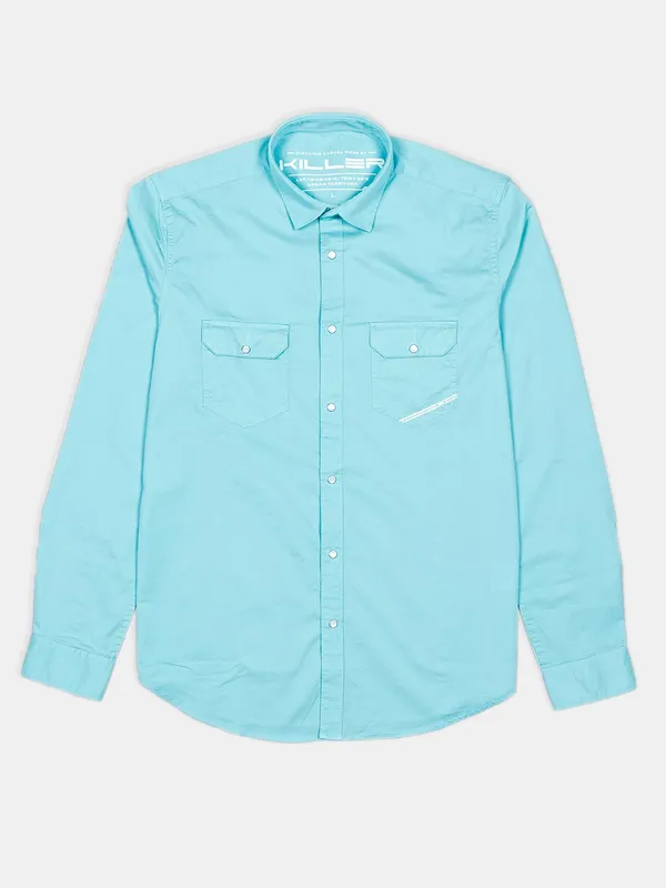 Killer presented solid electric blue shirt for mens