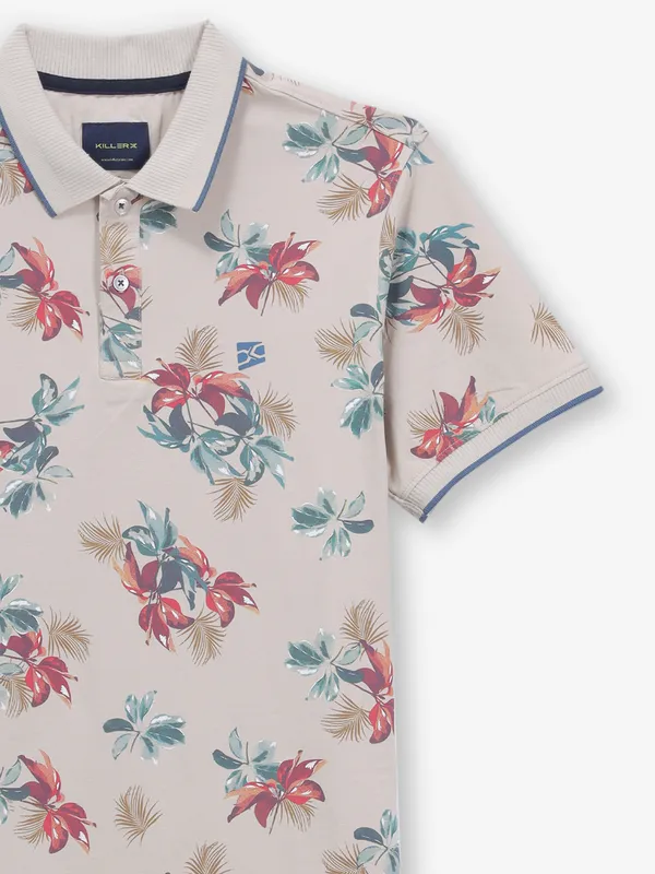 KILLER printed beige cotton t-shirt for men