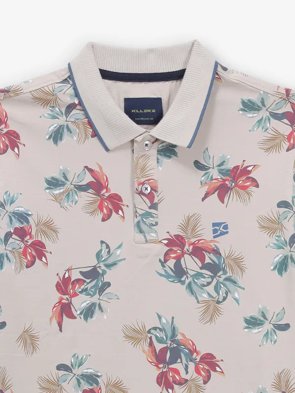 KILLER printed beige cotton t-shirt for men