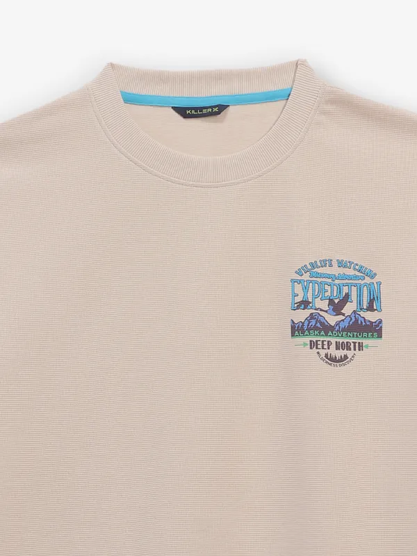 KILLER printed beige mens t-shirt