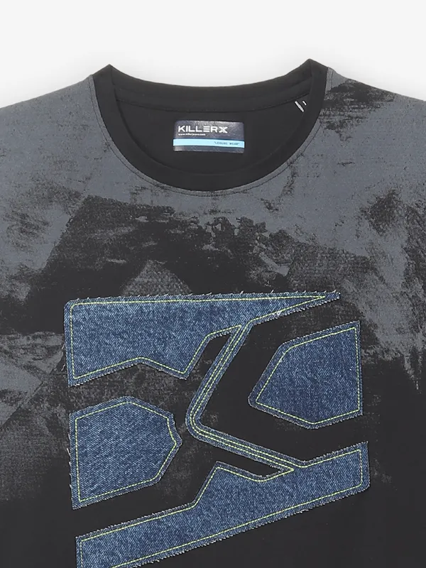 KILLER printed black cotton t-shirt for casual wear