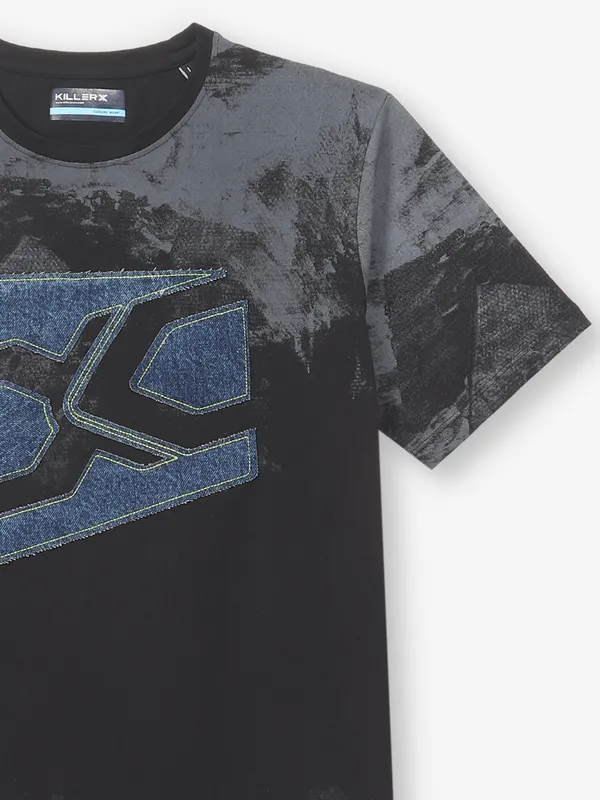 KILLER printed black cotton t-shirt for casual wear