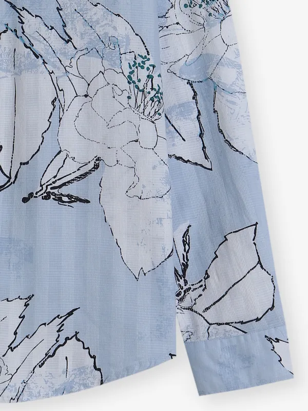 KILLER printed sky blue cotton shirt