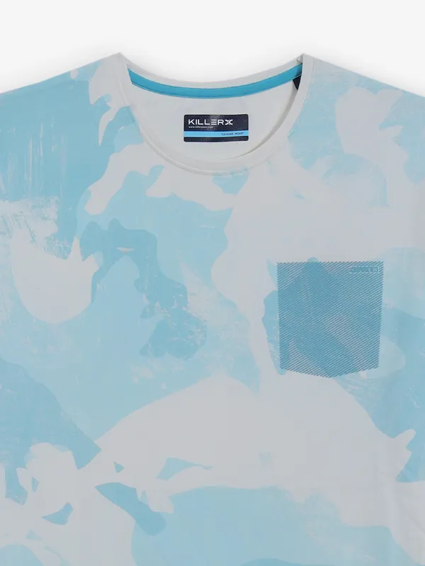 KILLER printed sky blue cotton t-shirt for men