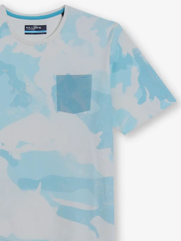 KILLER printed sky blue cotton t-shirt for men