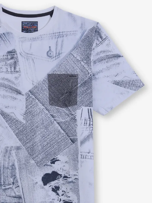 KILLER printed white cotton casual t-shirt for men