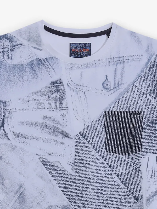 KILLER printed white cotton casual t-shirt for men