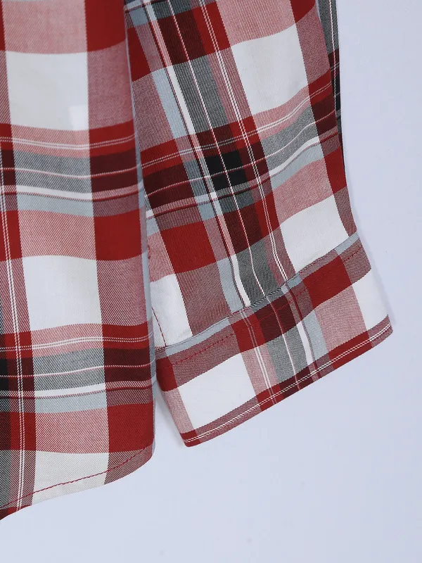 Killer red and white cotton checks shirt