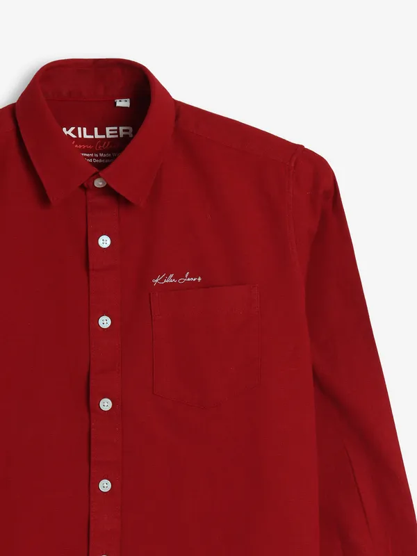 KILLER red plain cotton shirt