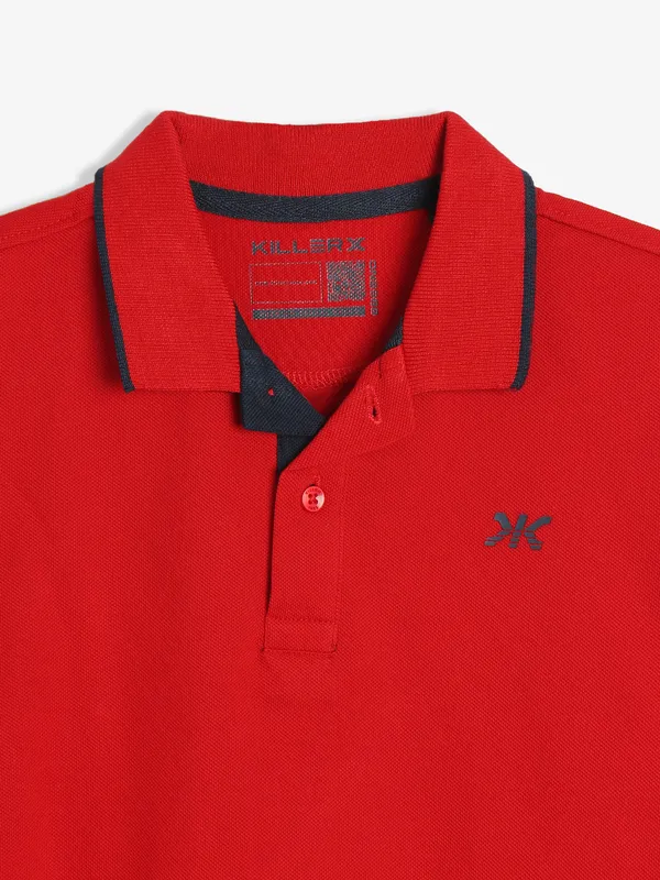 KILLER red plain polo t-shirt