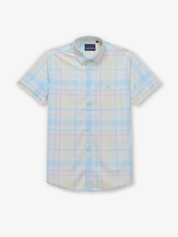 KILLER sky blue checks cotton casual shirt