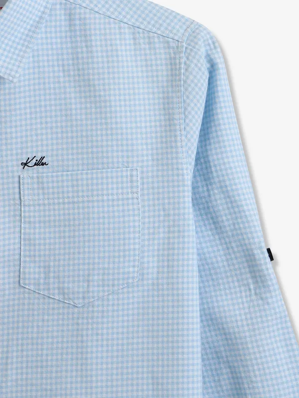 KILLER sky blue checks cotton shirt