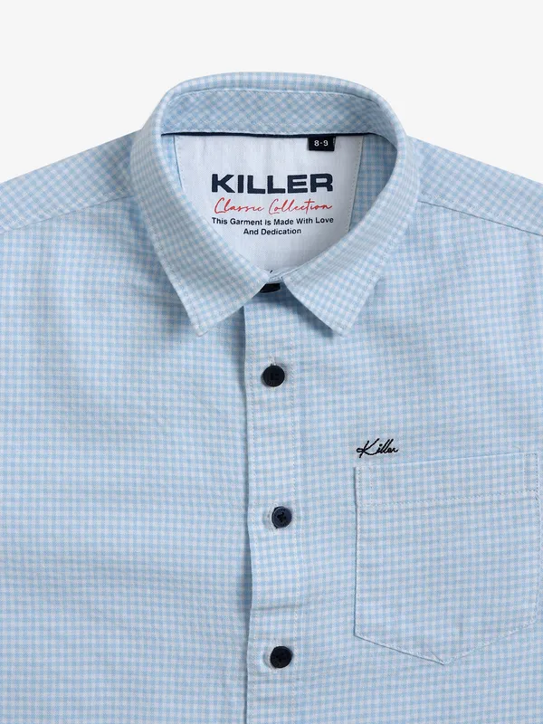 KILLER sky blue checks cotton shirt