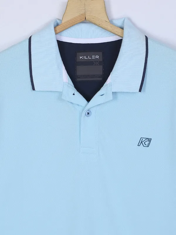 Killer sky blue cotton polo t shirt