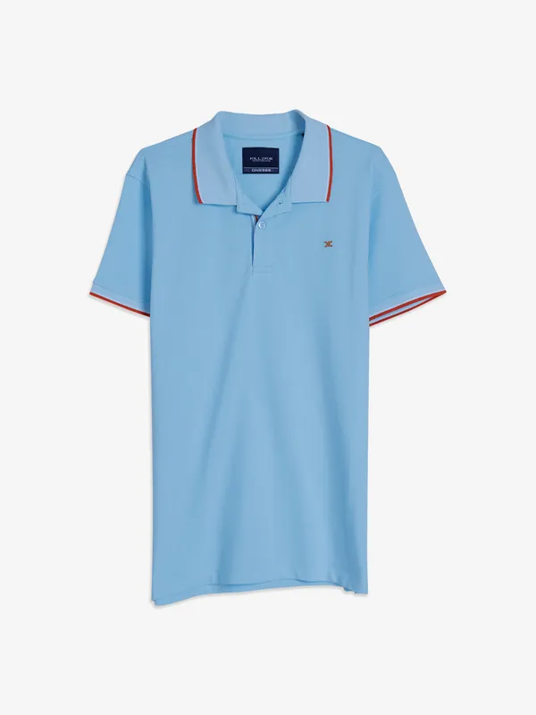 Killer sky blue plain cotton casual t shirt