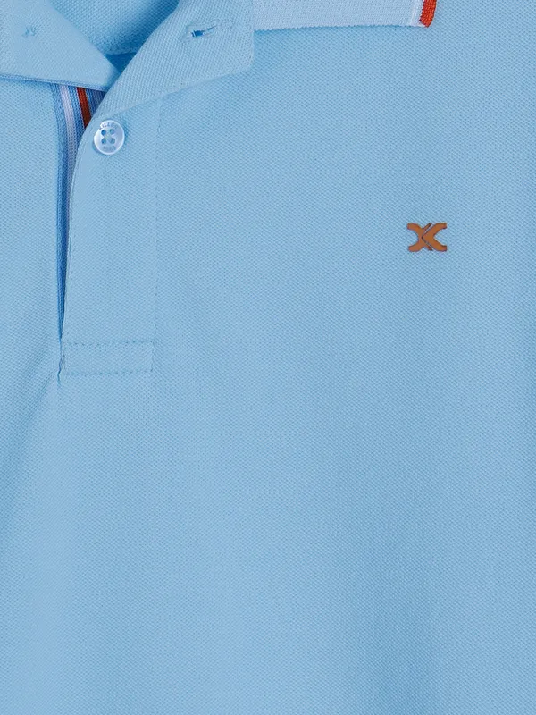 Killer sky blue plain cotton casual t shirt