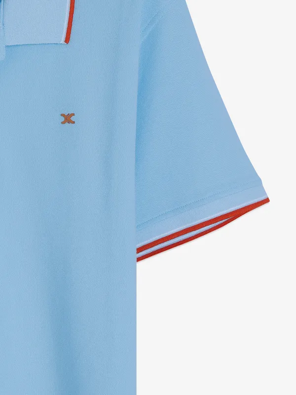 Killer sky blue plain cotton casual t shirt