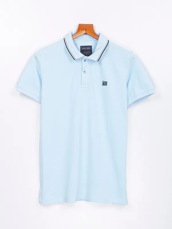 Killer sky blue plain cotton t shirt