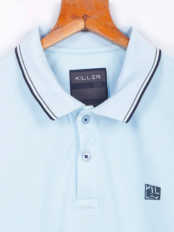 Killer sky blue plain cotton t shirt