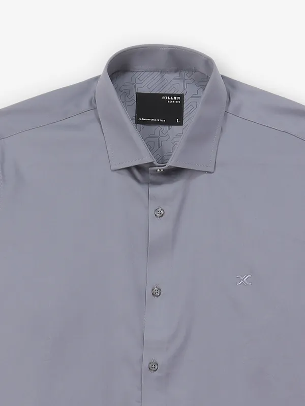 KILLER slate grey plain cotton shirt