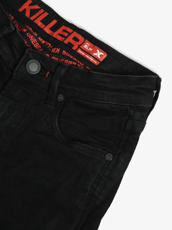 KILLER slim fit solid black jeans