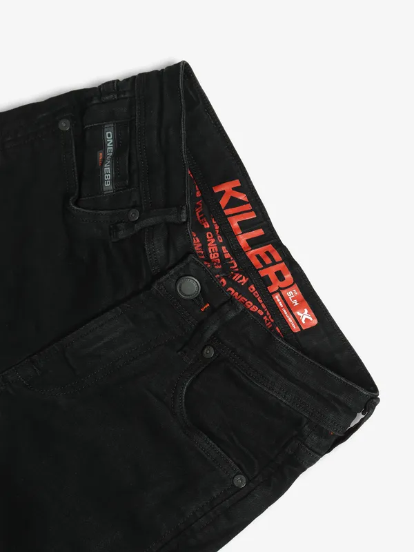 KILLER slim fit solid black jeans