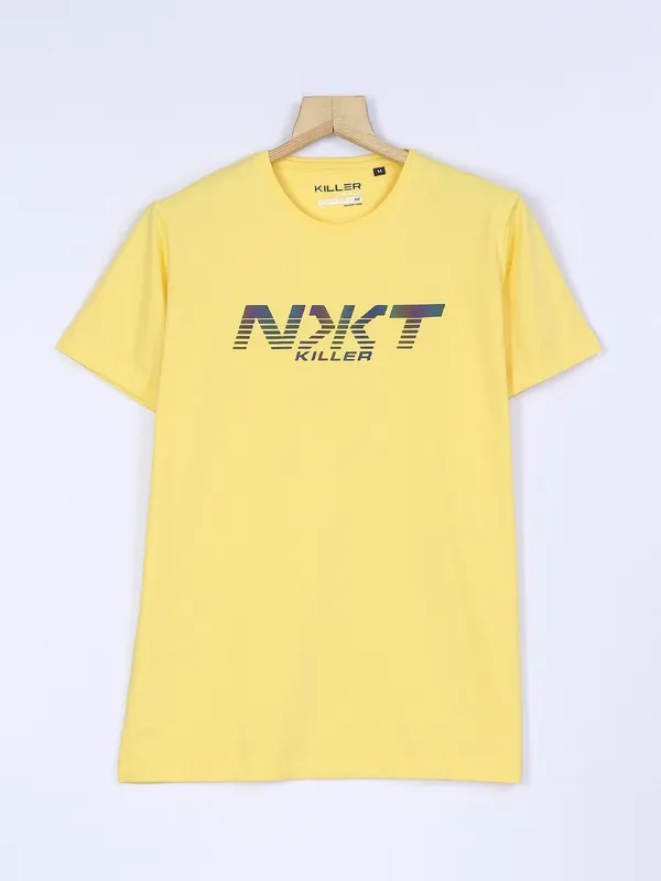 Killer slim fit yellow cotton t shirt