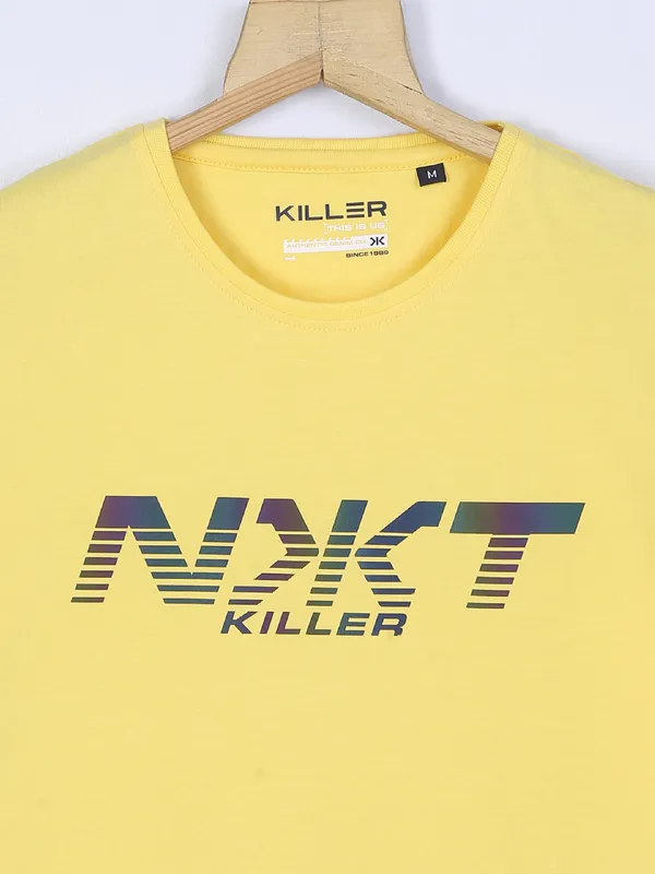 Killer slim fit yellow cotton t shirt