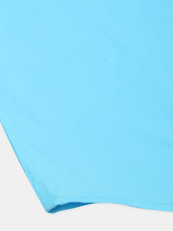 Killer solid blue cotton casual shirt in cotton