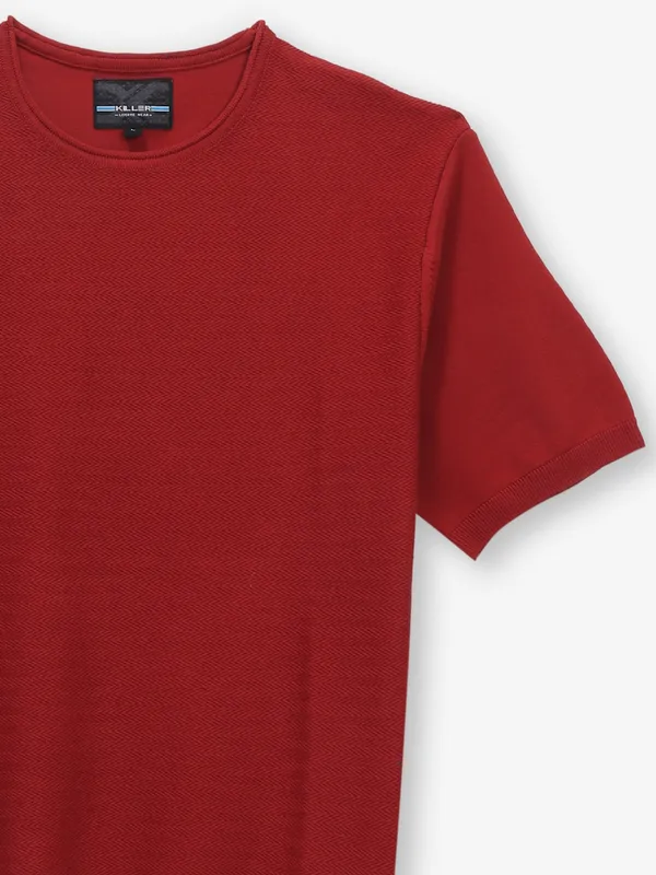 KILLER stripe maroon knitted t-shirt