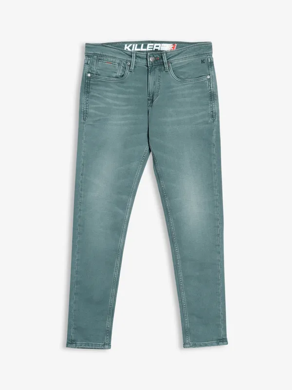 Killer teal green washed ankle fit jeans
