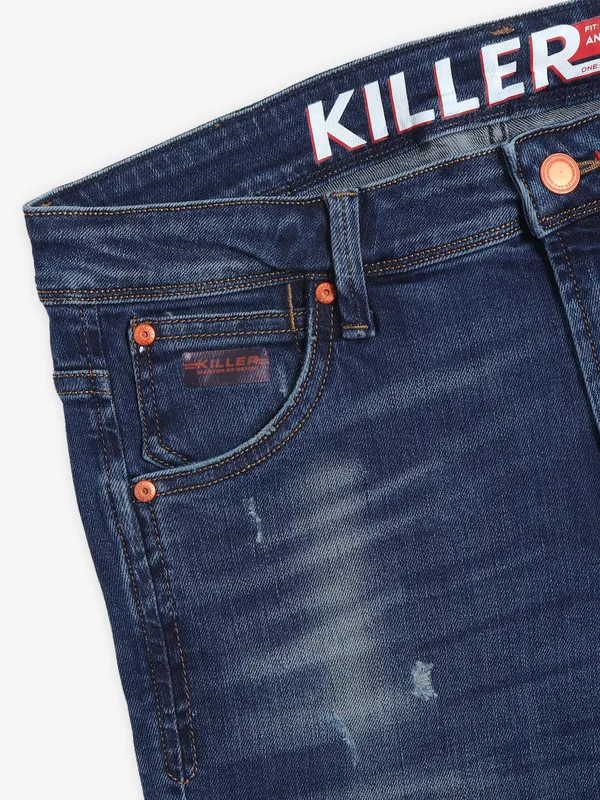 KILLER washed blue denim in ankle fit