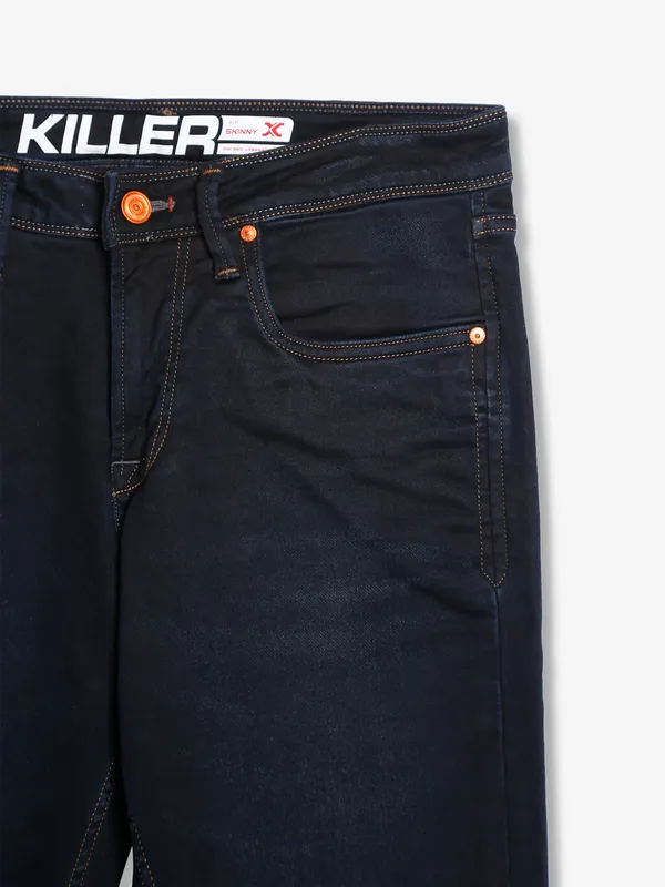 Killer washed dark blue skinny jeans