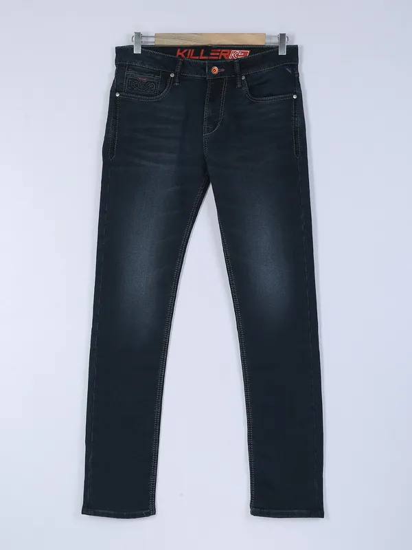 Killer washed dark blue slim fit jeans