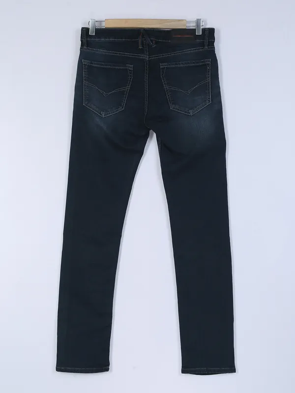 Killer washed dark blue slim fit jeans